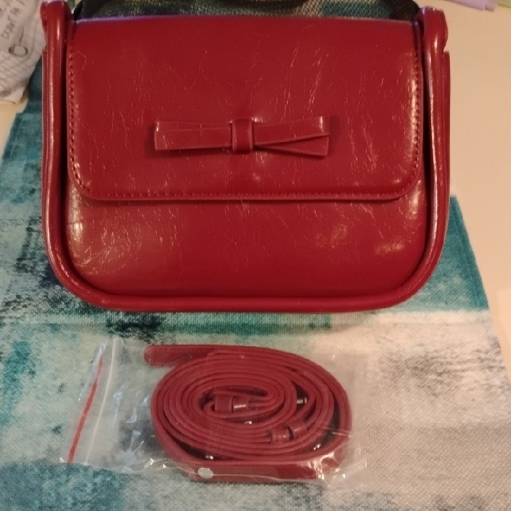 Elegant Wine(Burgundy)Bow Accent Crossbody Bag